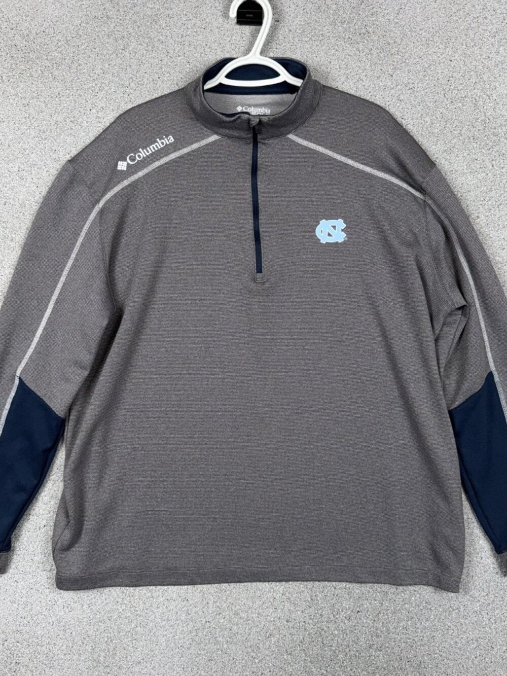 Columbia Golf UNC Tar Heels Mens 1/4 Zip Pullover 2XL Gray Omni-Wick UPF 22S31ML